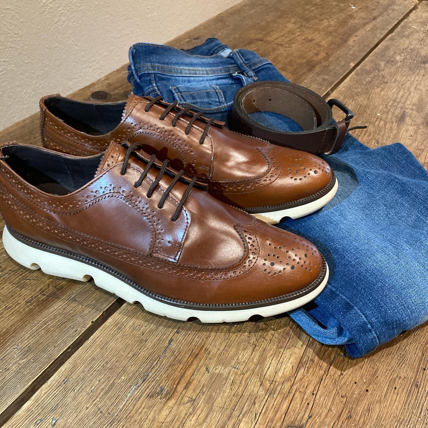 Zapato Casual Longwing Cafe Piel Real