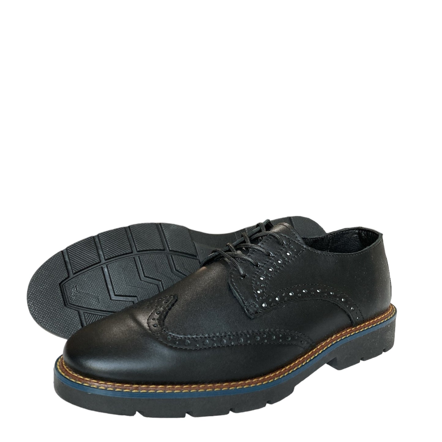 Zapato Casual Bostoniano Negro Piel Real