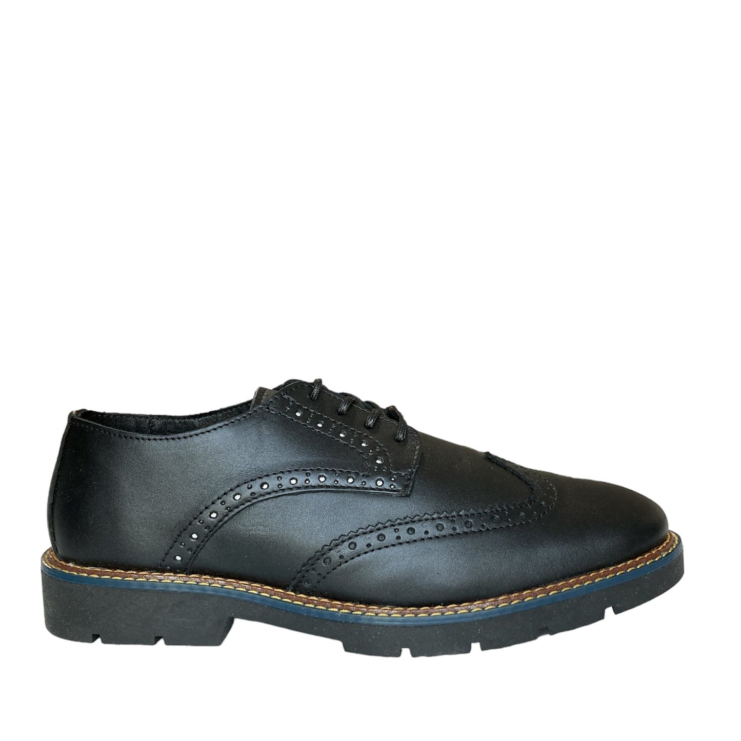 Zapato Casual Bostoniano Negro Piel Real